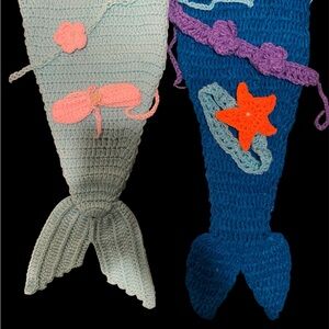 Handmade Crochet Mermaid Tail Photo Props - Blue & Aqua